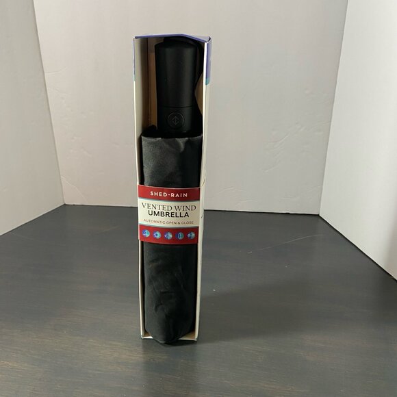 ShedRain Vented Wind Umbrella – Auto Open/Close – 47" – Black – NEW - Picture 1 of 6